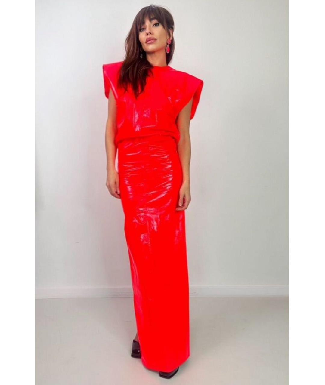 SPORTMAX Оранжевое кожаное вечернее платье, фото 8