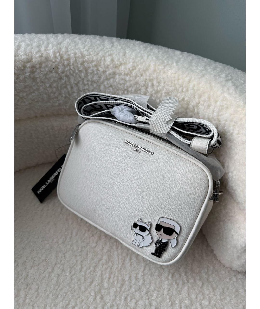 KARL LAGERFELD Белая сумка через плечо из искусственной кожи, фото 5