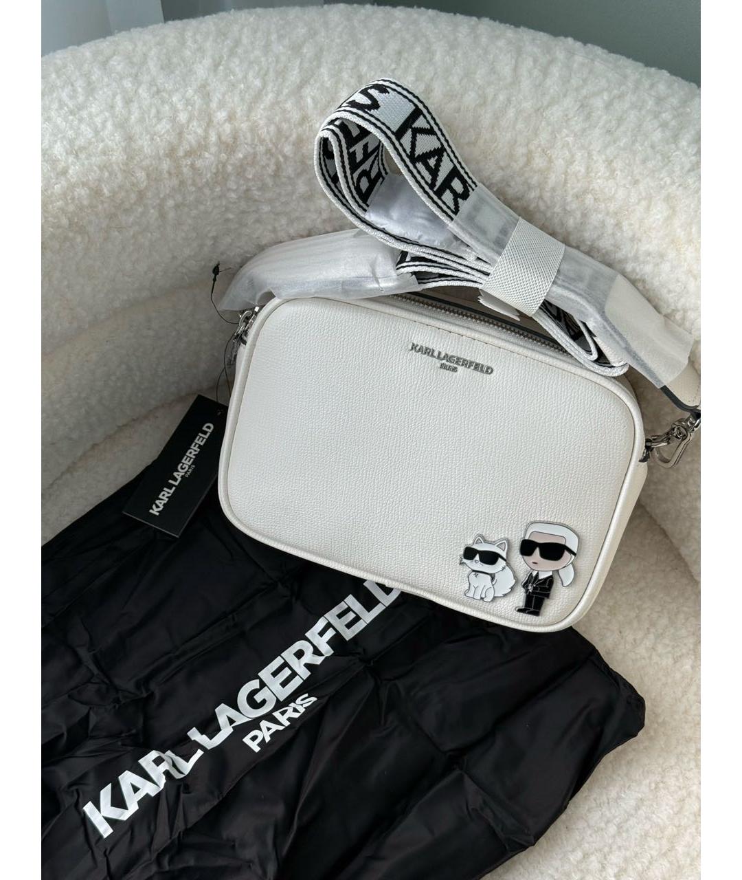 KARL LAGERFELD Белая сумка через плечо из искусственной кожи, фото 8