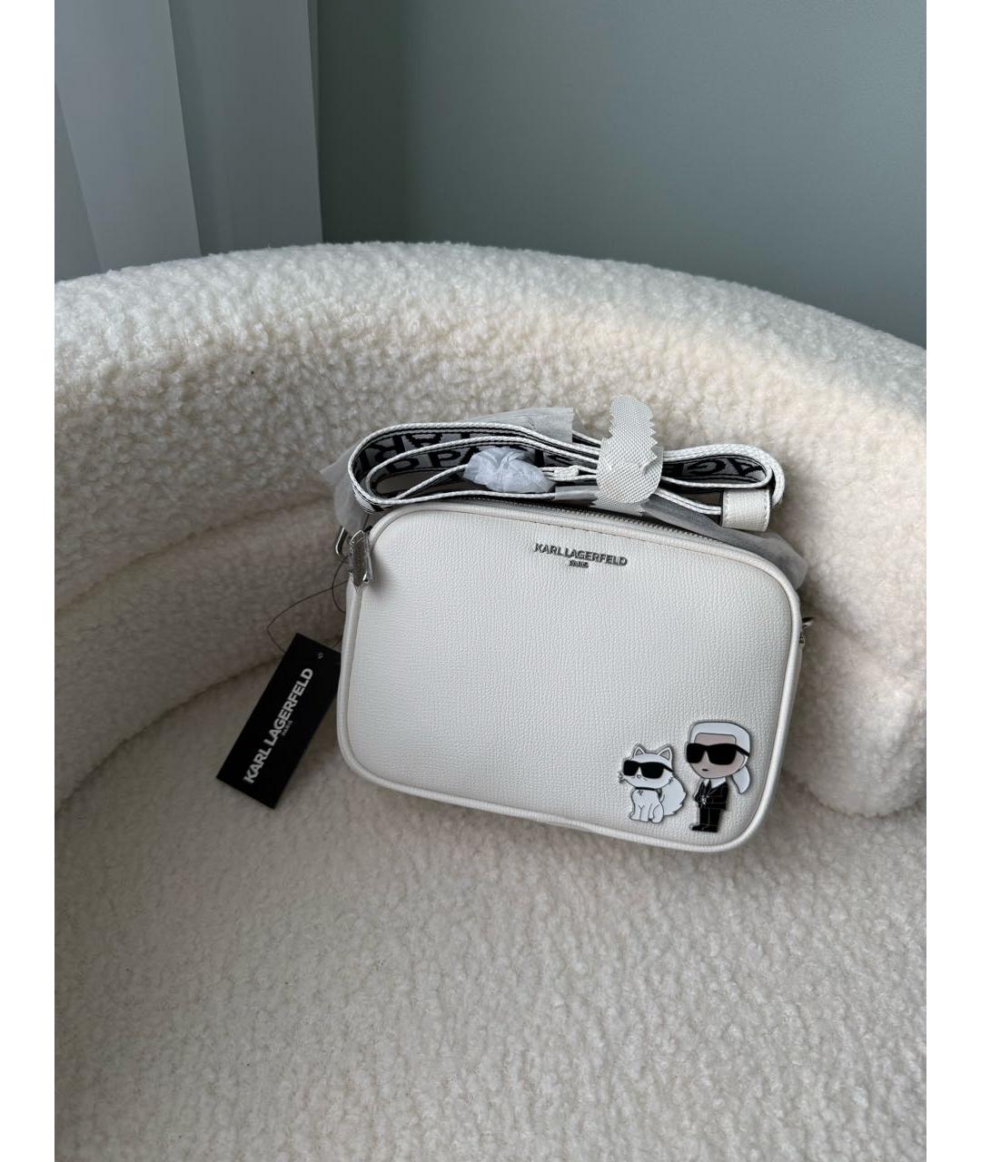 KARL LAGERFELD Белая сумка через плечо из искусственной кожи, фото 6