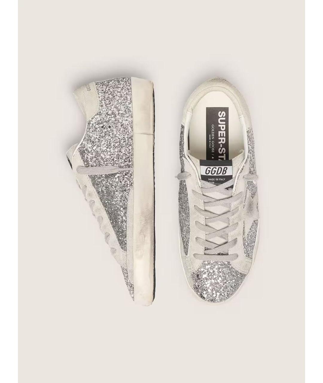 GOLDEN GOOSE DELUXE BRAND Серебряные кожаные кеды, фото 2