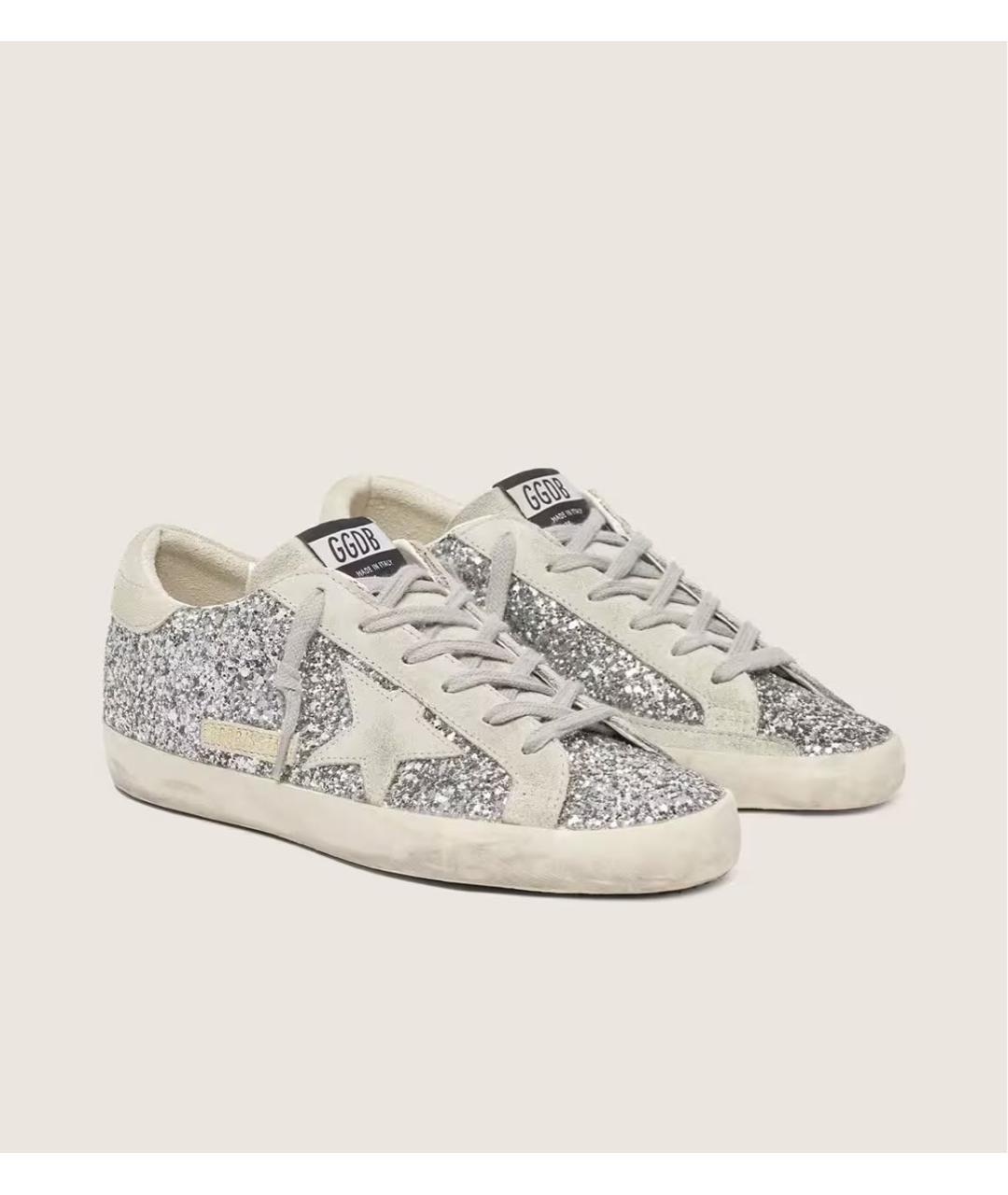 GOLDEN GOOSE DELUXE BRAND Серебряные кожаные кеды, фото 4