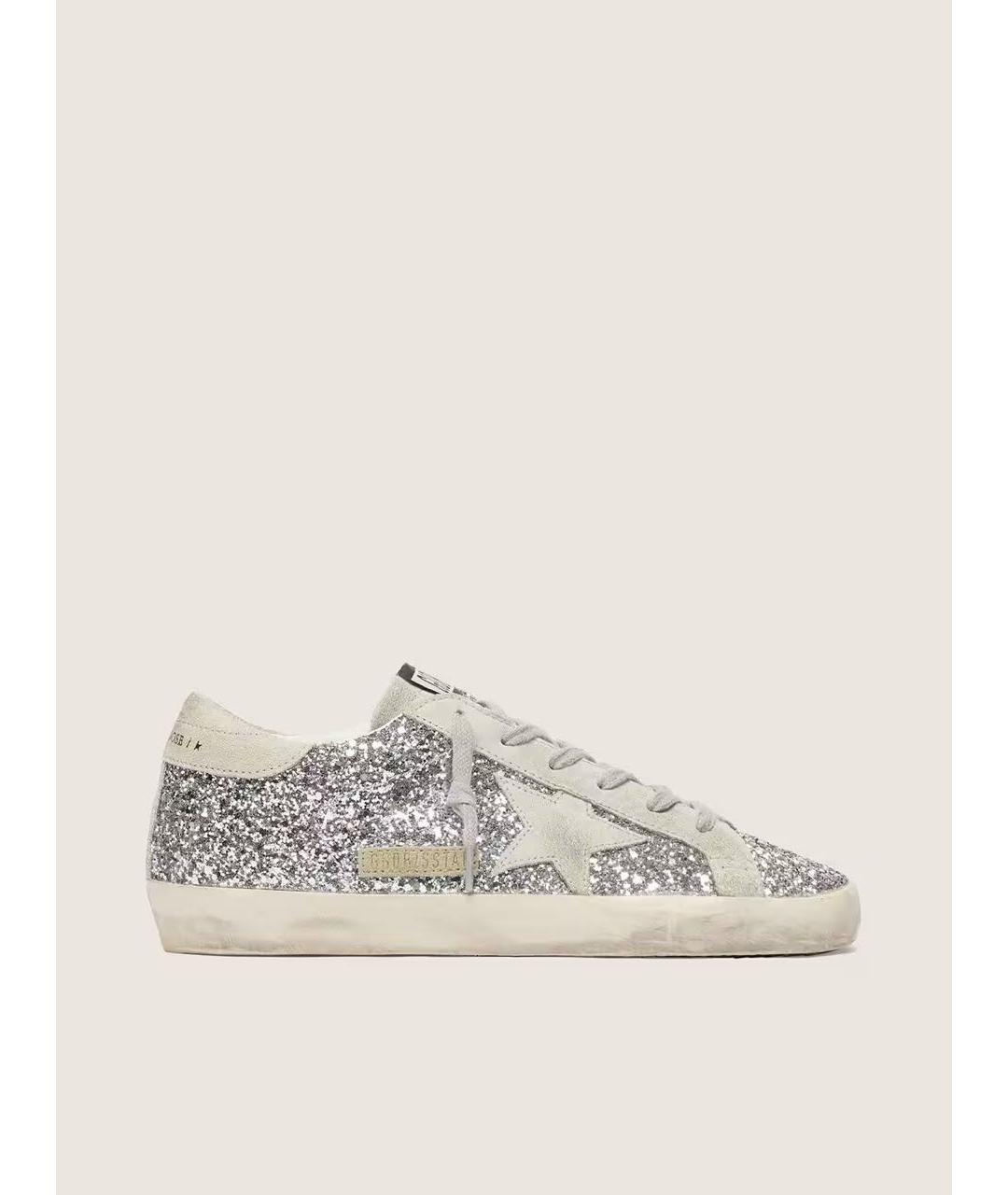 GOLDEN GOOSE DELUXE BRAND Серебряные кожаные кеды, фото 3