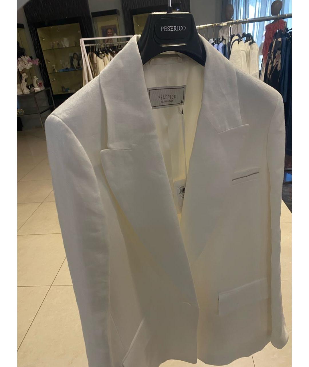 PESERICO Белый льняной жакет/пиджак, фото 4