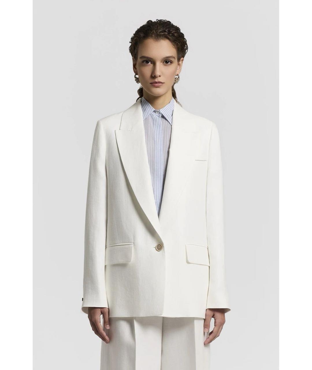 PESERICO Белый льняной жакет/пиджак, фото 3