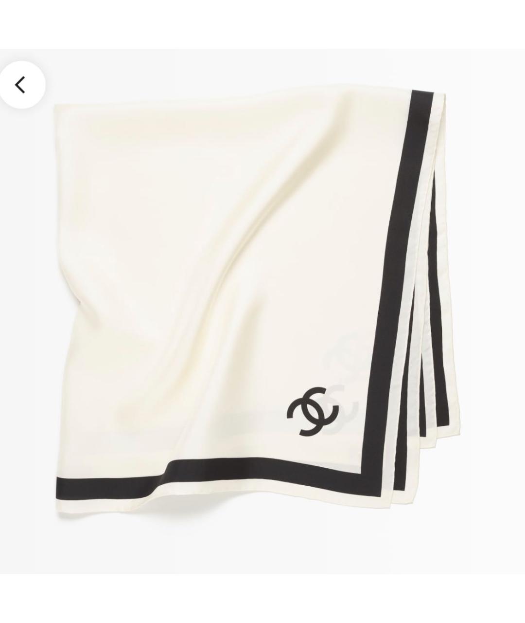 CHANEL Белый шелковый платок, фото 4