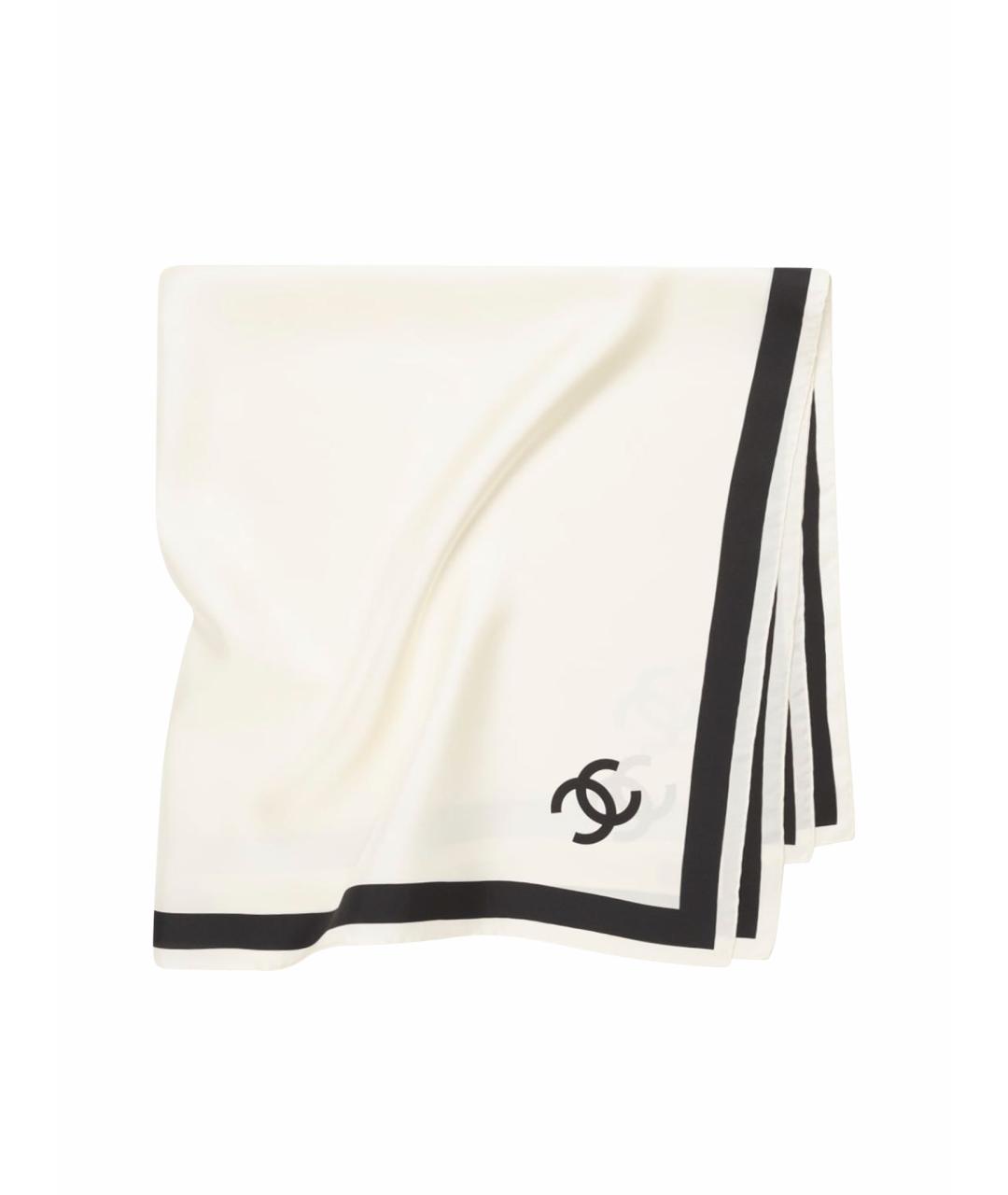 CHANEL Белый шелковый платок, фото 1