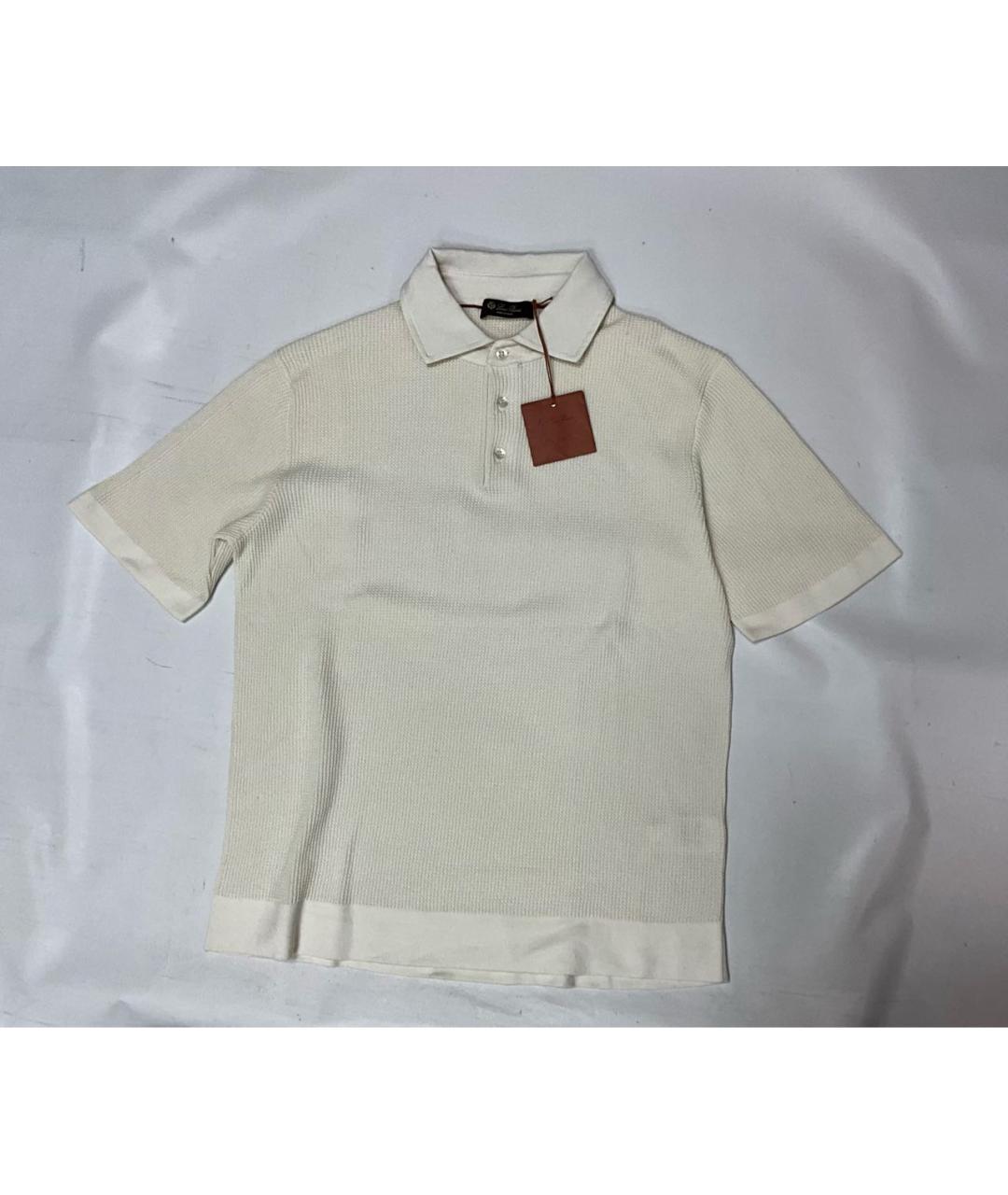LORO PIANA Бежевое хлопковое поло с коротким рукавом, фото 8