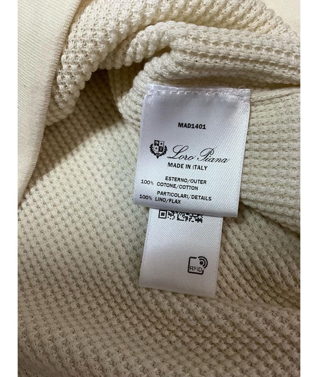LORO PIANA Бежевое хлопковое поло с коротким рукавом, фото 5
