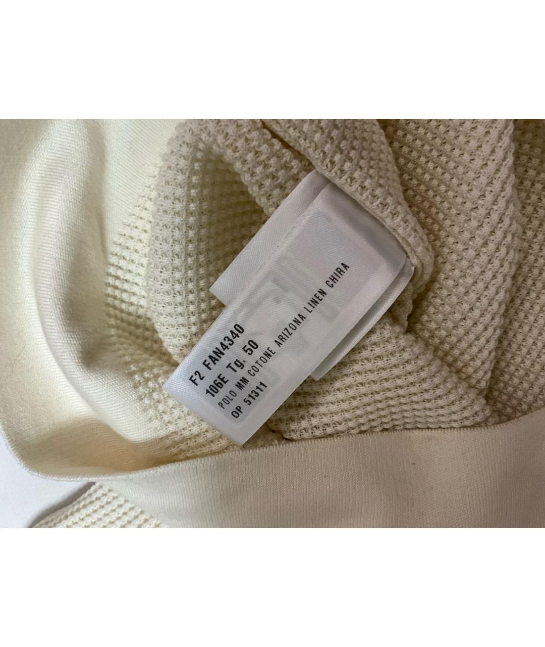 LORO PIANA Бежевое хлопковое поло с коротким рукавом, фото 7