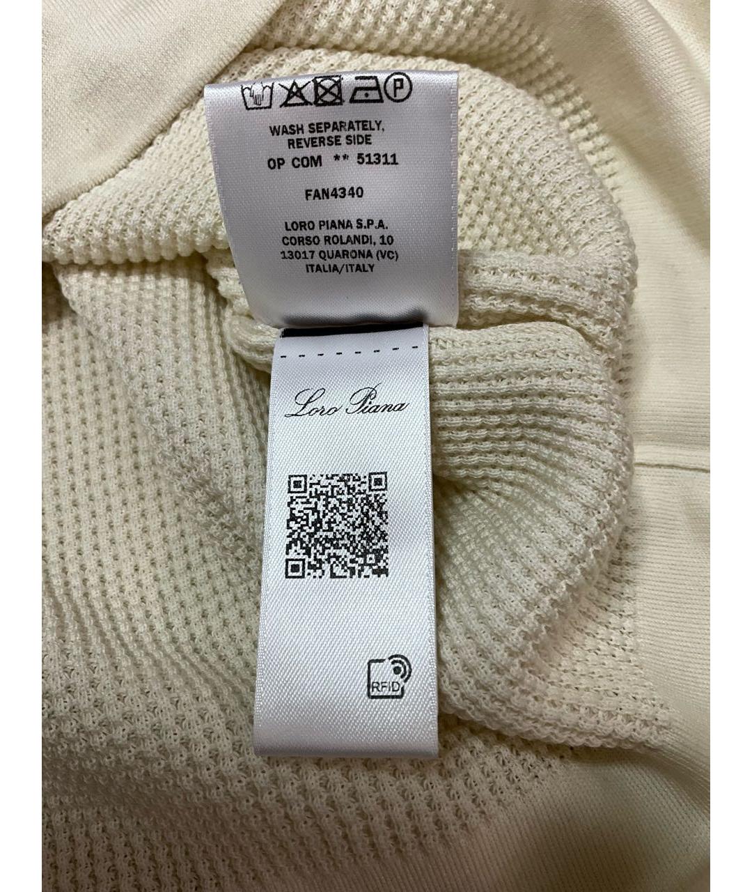 LORO PIANA Бежевое хлопковое поло с коротким рукавом, фото 6