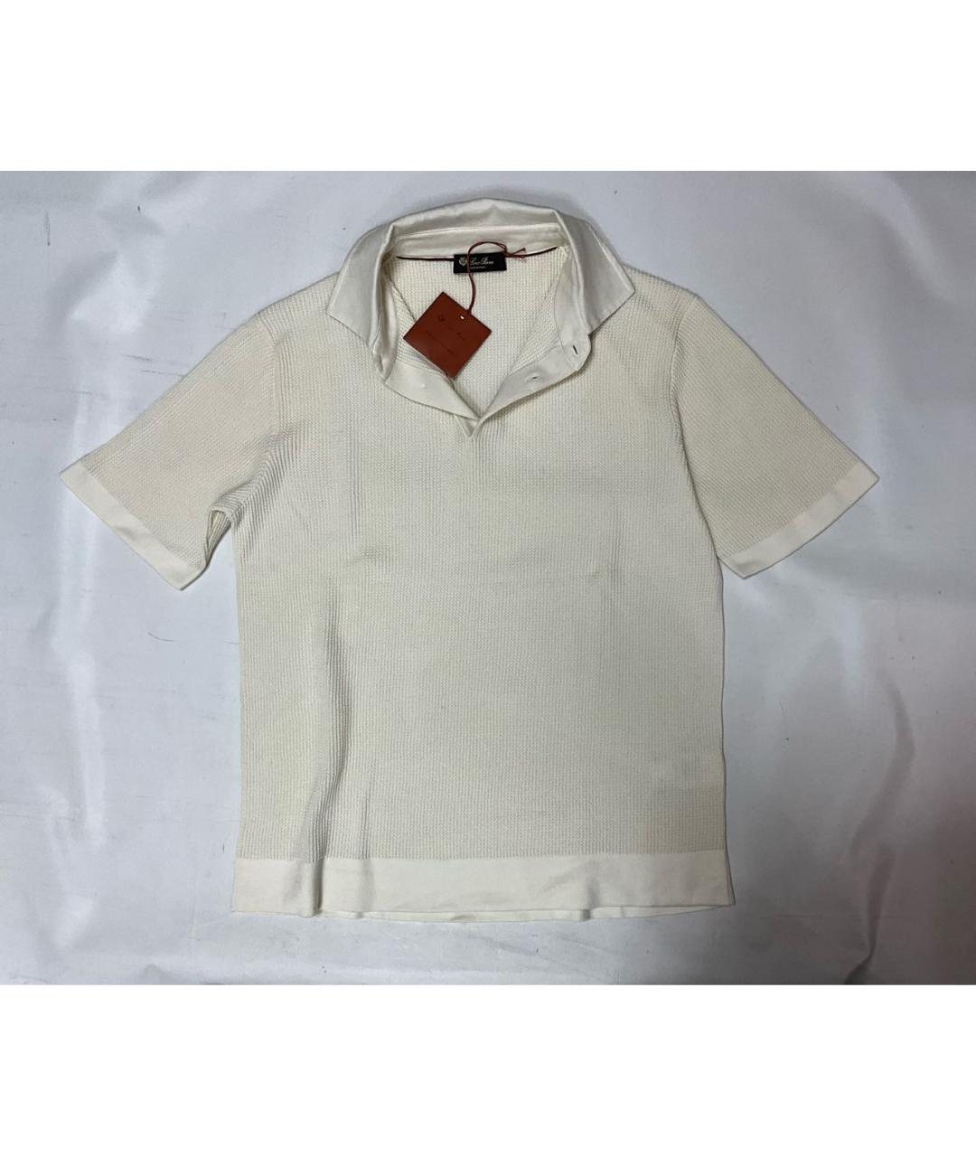 LORO PIANA Бежевое хлопковое поло с коротким рукавом, фото 2