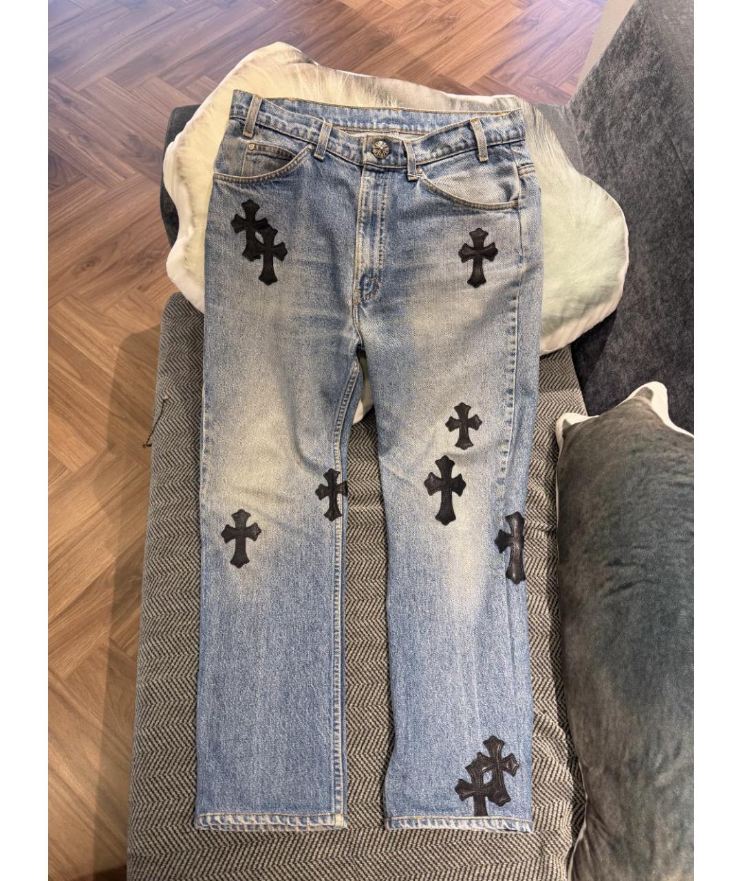 CHROME HEARTS Голубые прямые джинсы, фото 5