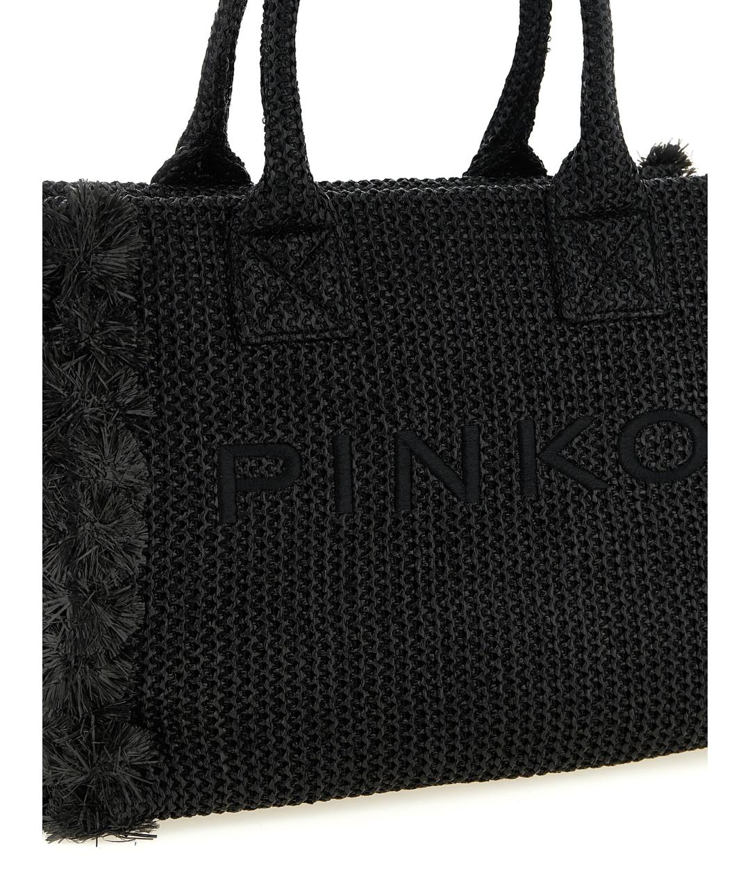 PINKO Черная синтетическая сумка тоут, фото 3