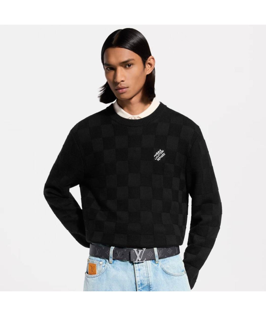 LOUIS VUITTON Черный кожаный ремень, фото 4