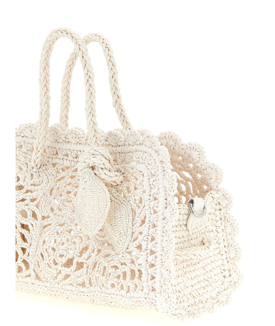 JACQUEMUS Белая пелетеная сумка тоут, фото 3