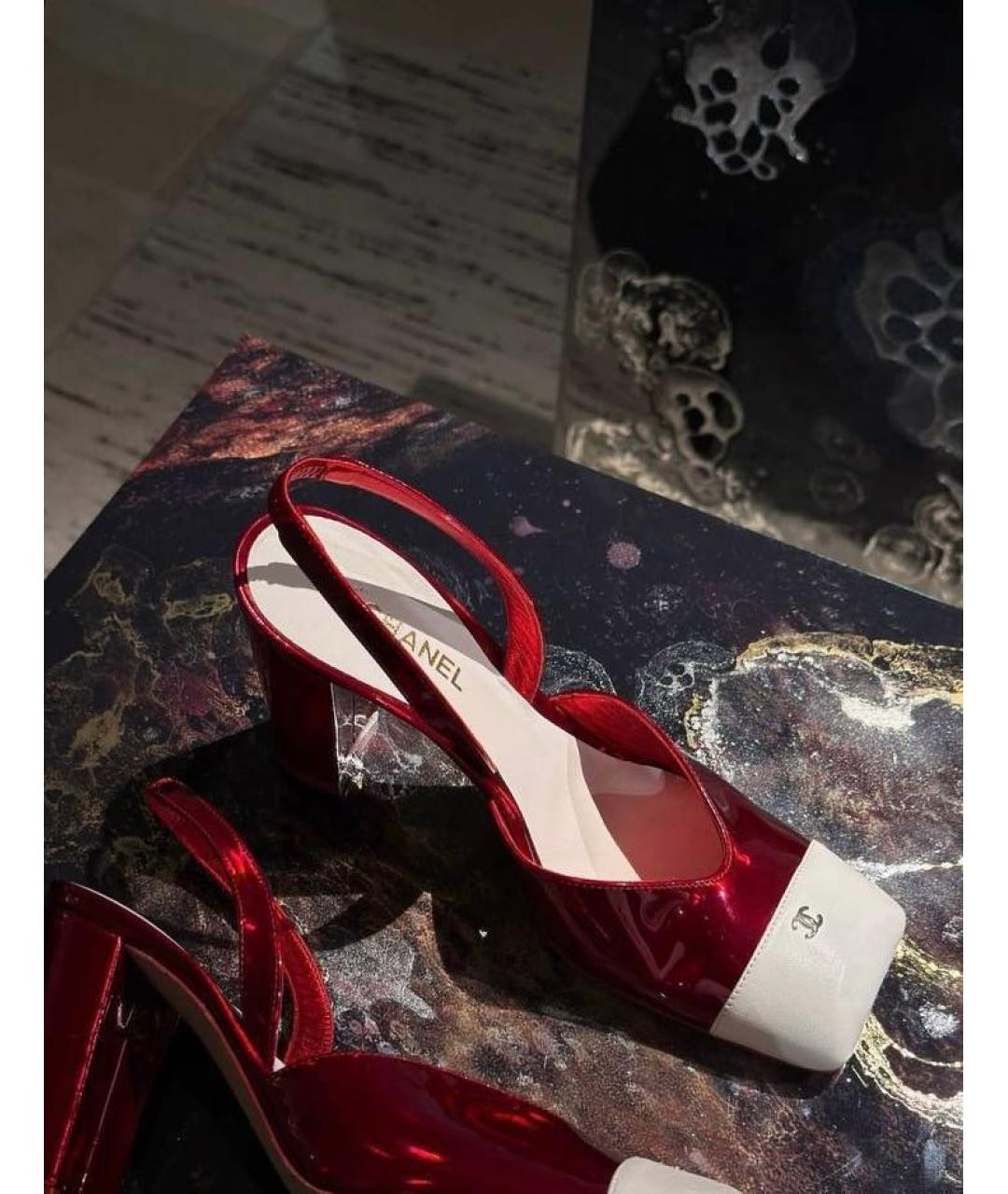 CHANEL Красные кожаные туфли, фото 4