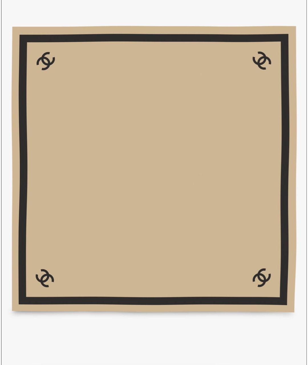 CHANEL Бежевый шелковый платок, фото 4