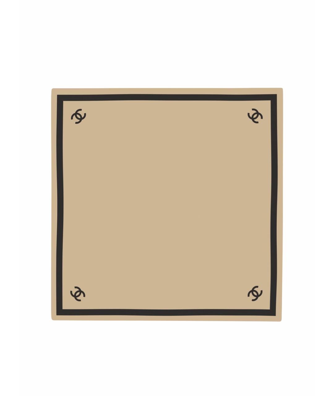 CHANEL Бежевый шелковый платок, фото 1