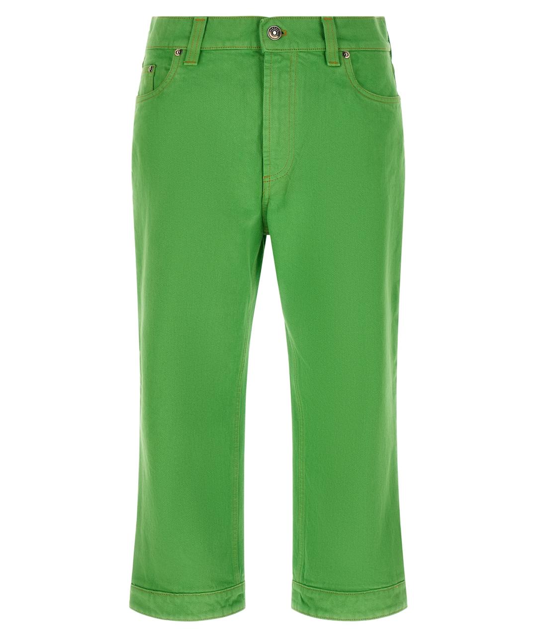 VERSACE Зеленые хлопковые прямые джинсы, фото 1