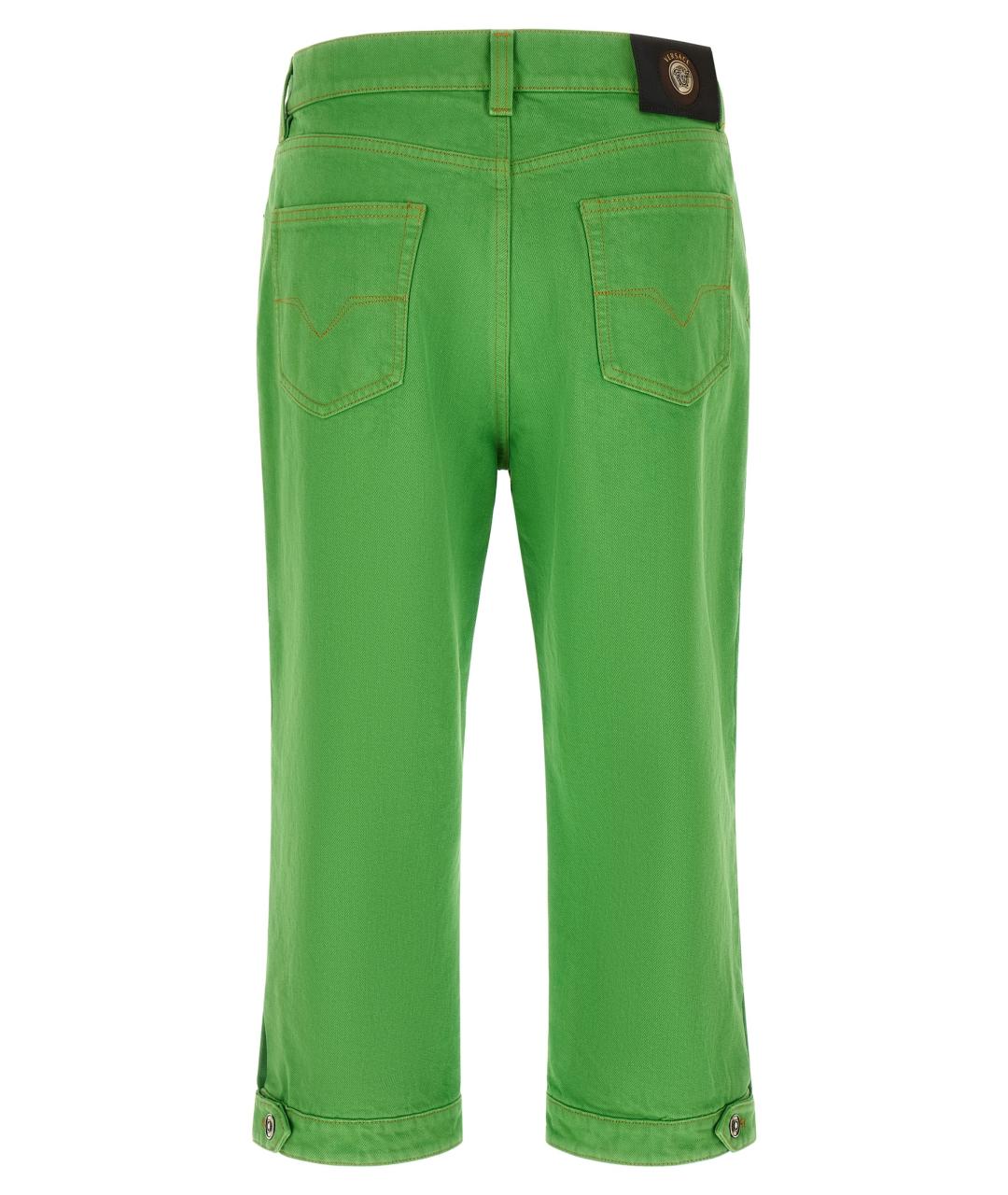 VERSACE Зеленые хлопковые прямые джинсы, фото 2