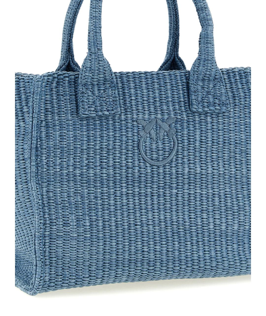 PINKO Голубая синтетическая сумка тоут, фото 3