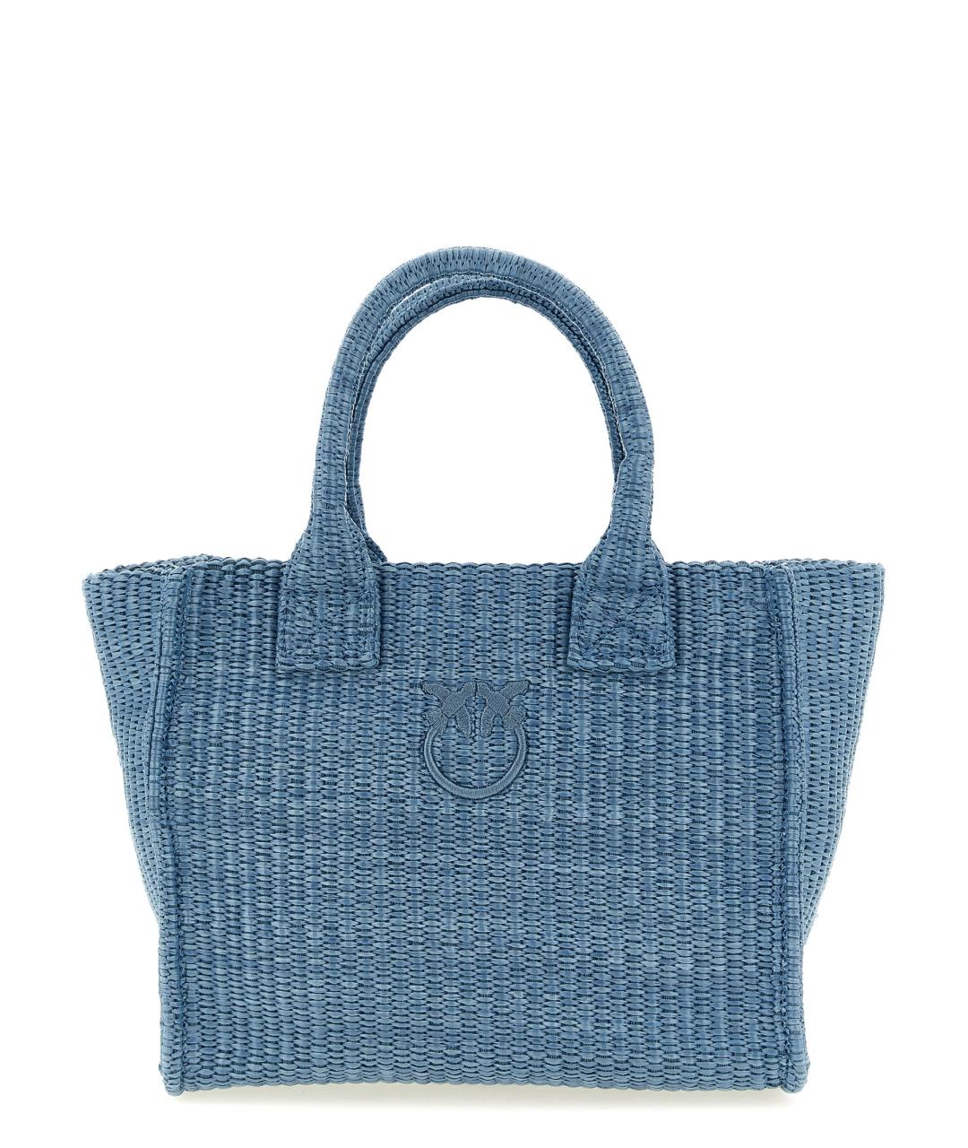 PINKO Голубая синтетическая сумка тоут, фото 1