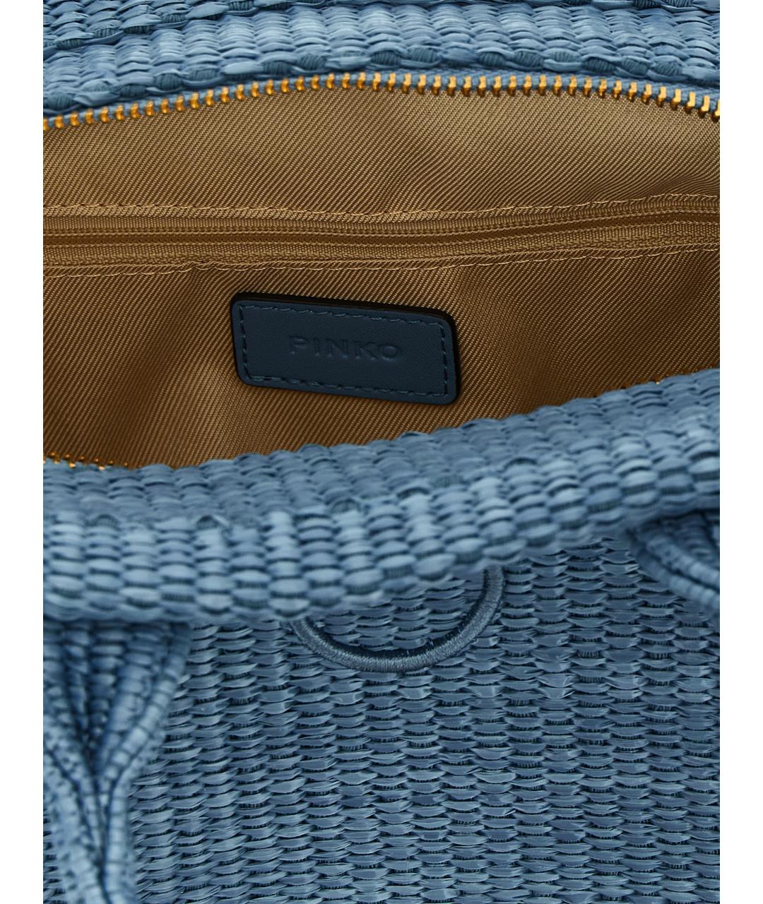 PINKO Голубая синтетическая сумка тоут, фото 4