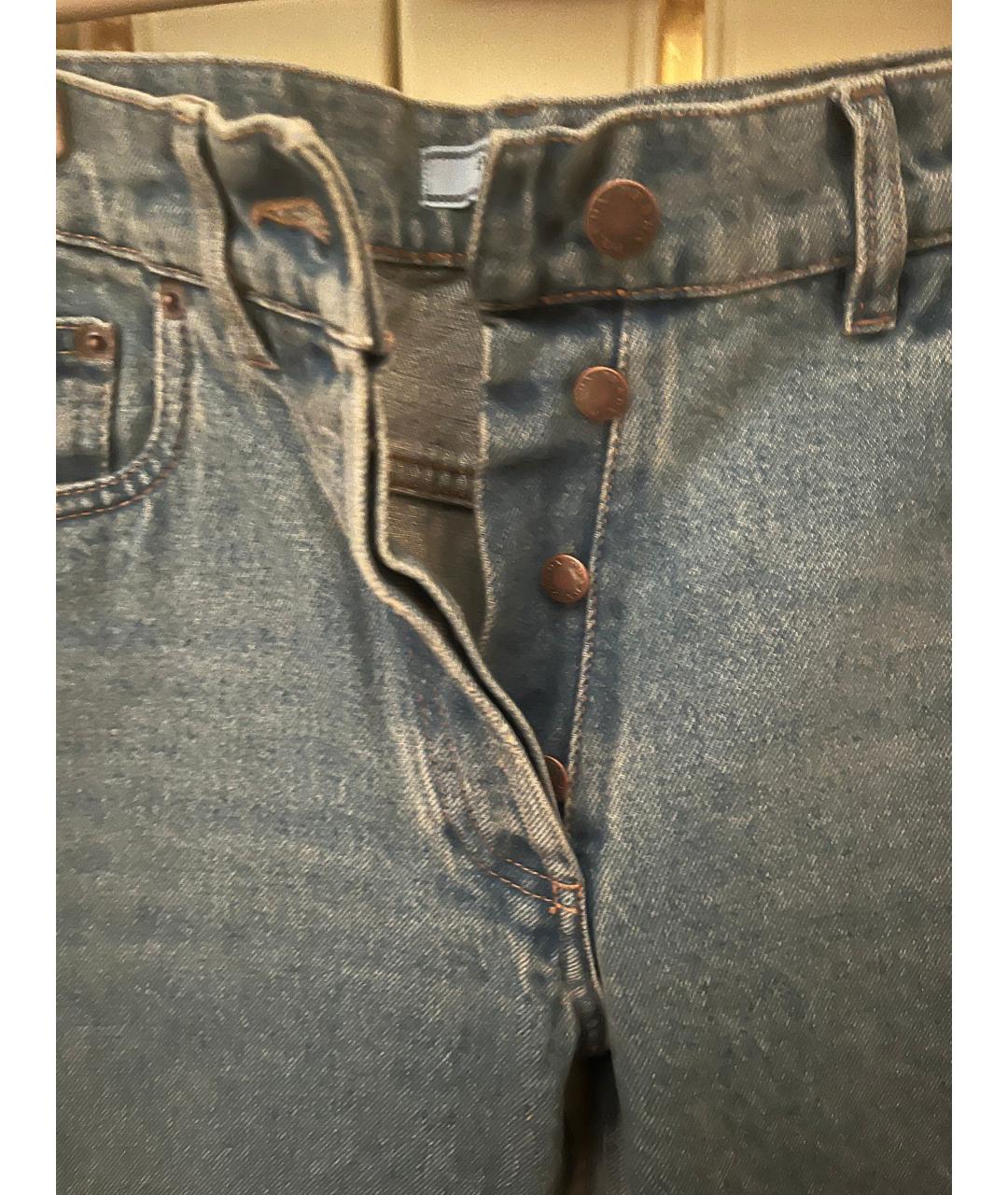 PRADA Голубые хлопковые прямые джинсы, фото 4