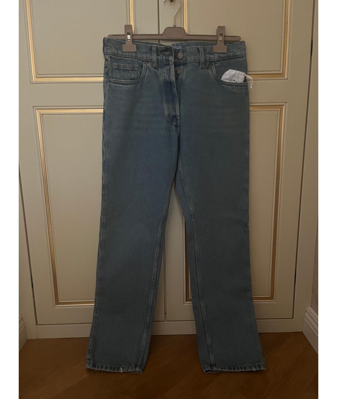 PRADA Голубые хлопковые прямые джинсы, фото 2