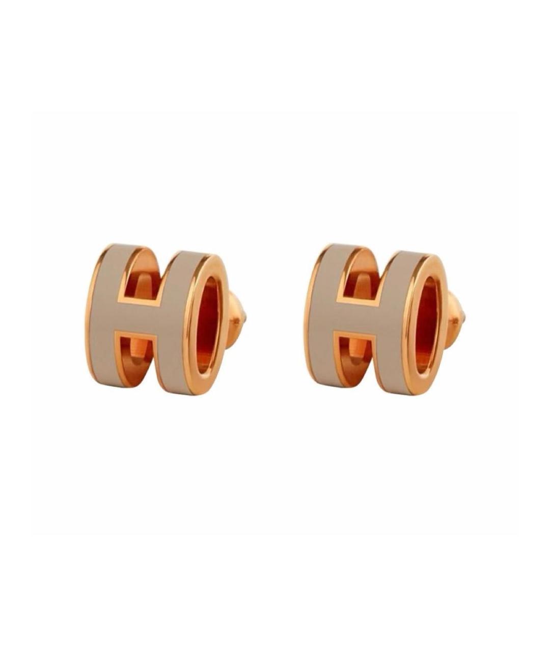 HERMES Бежевые металлические серьги, фото 1