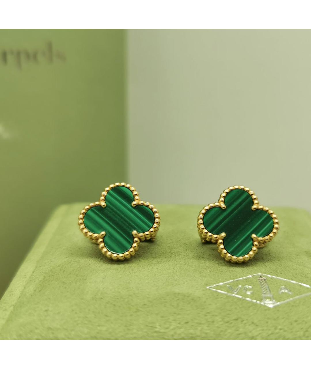 VAN CLEEF & ARPELS Зеленые серьги из желтого золота, фото 3