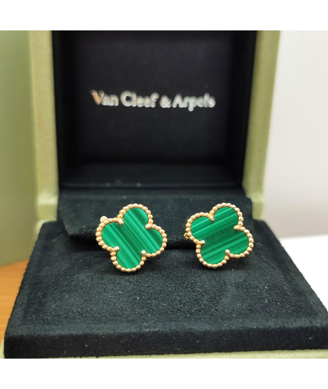 VAN CLEEF & ARPELS Зеленые серьги из желтого золота, фото 2