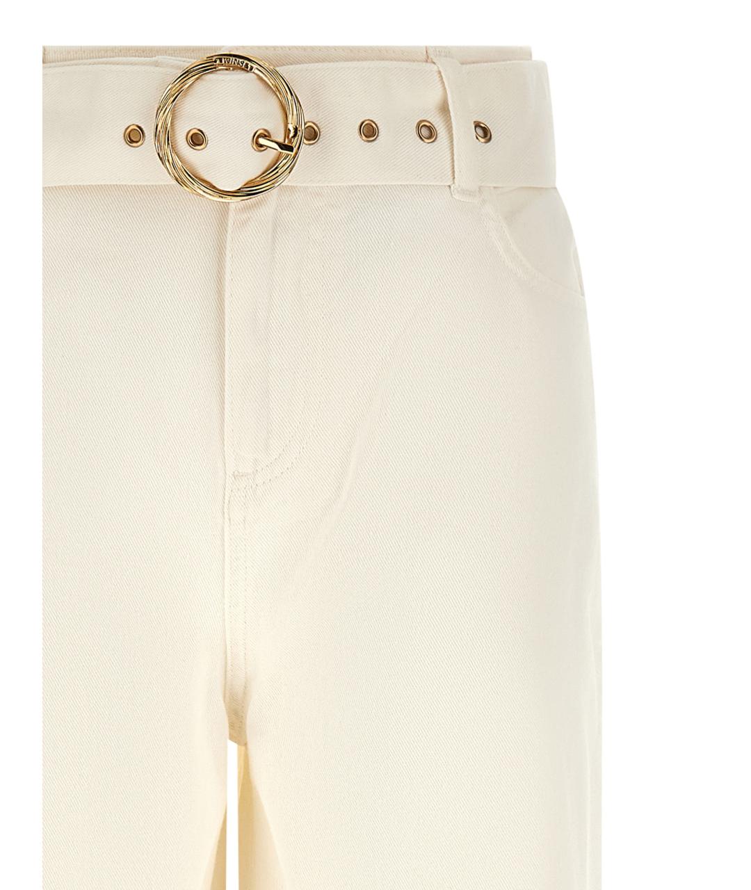 TWIN-SET Белые хлопковые прямые джинсы, фото 3