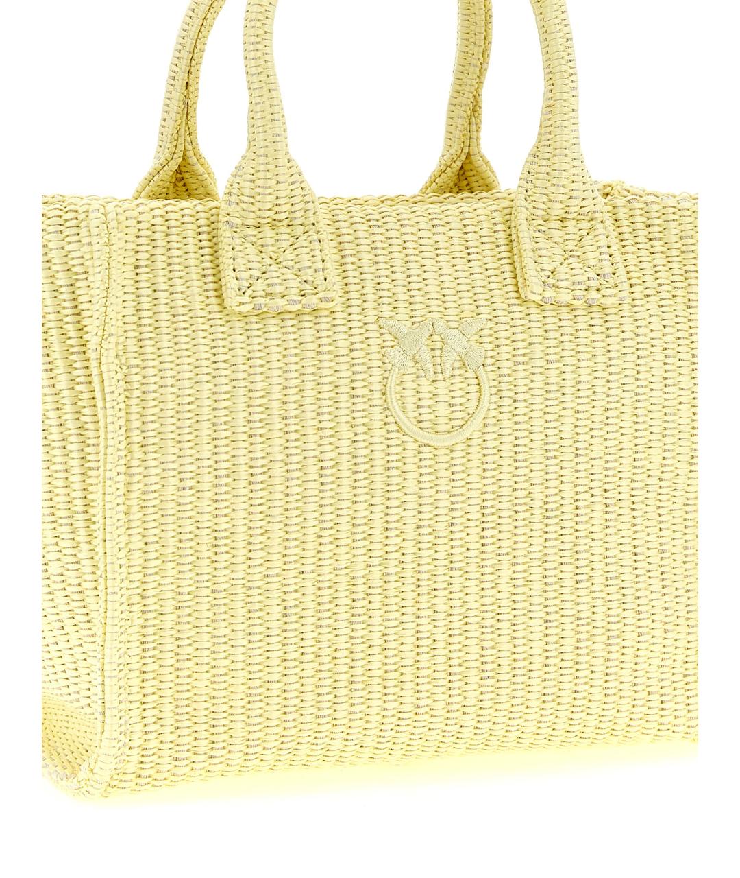 PINKO Желтая синтетическая сумка тоут, фото 3