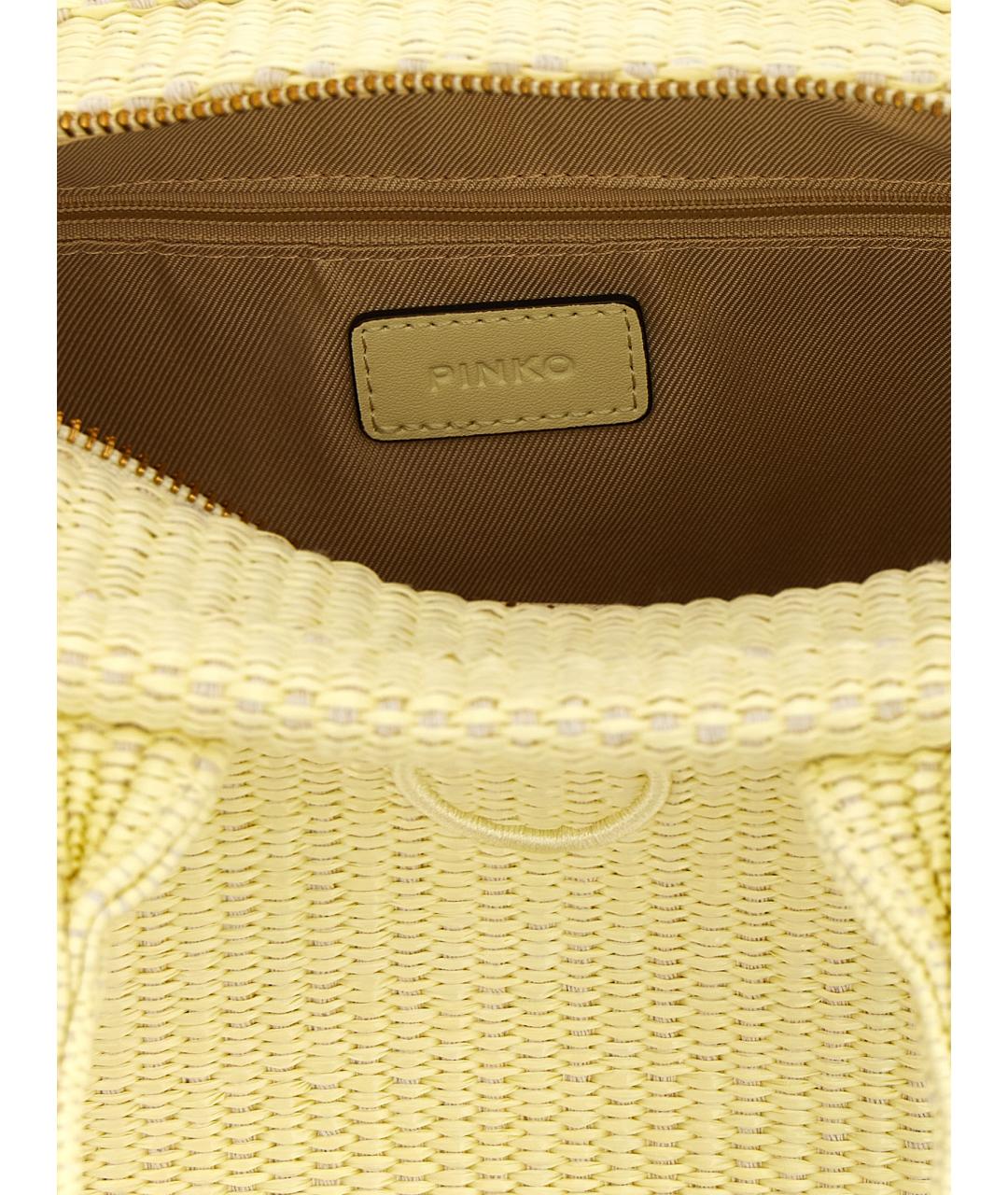 PINKO Желтая синтетическая сумка тоут, фото 4