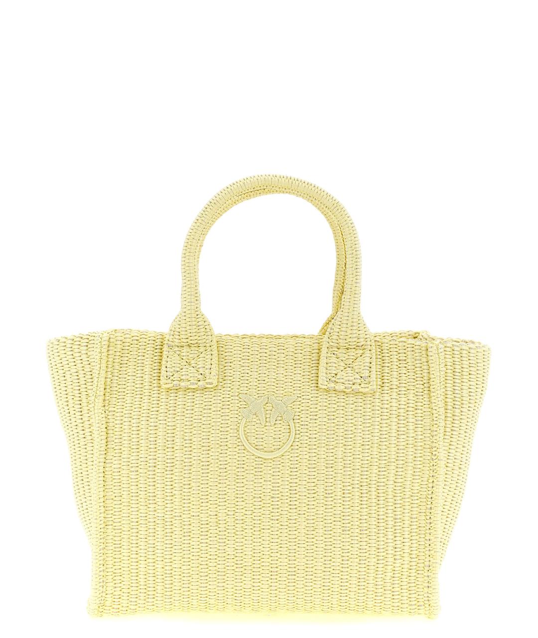 PINKO Желтая синтетическая сумка тоут, фото 1