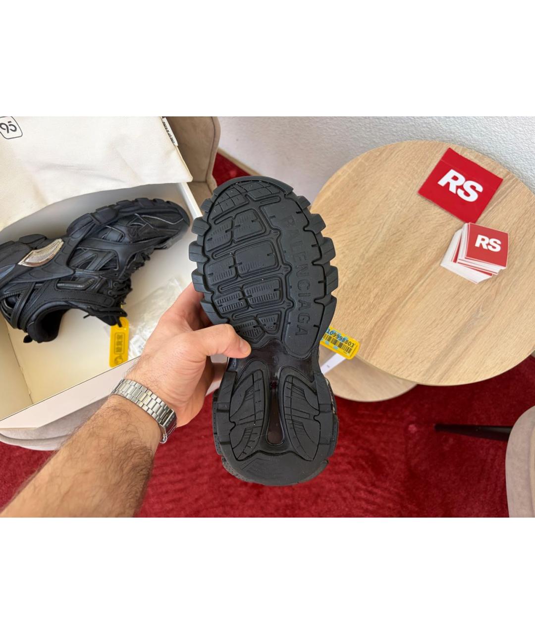 BALENCIAGA Черные кожаные кроссовки, фото 5