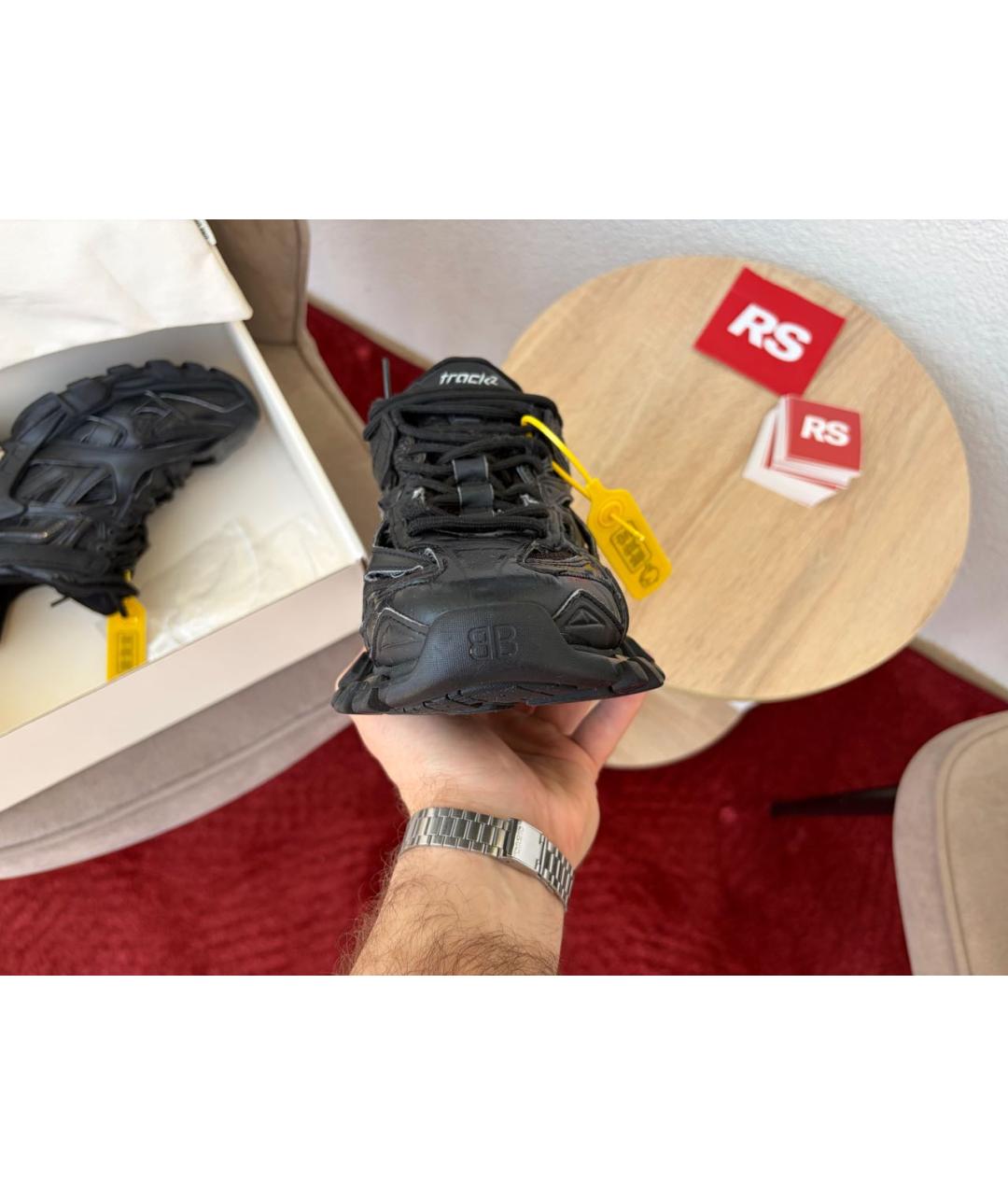 BALENCIAGA Черные кожаные кроссовки, фото 2