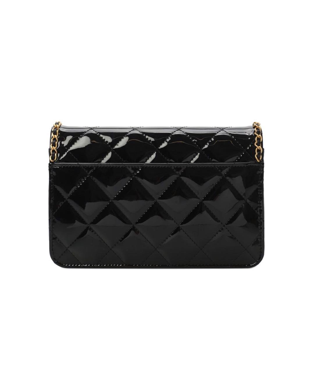 CHANEL Черная сумка через плечо из лакированной кожи, фото 2