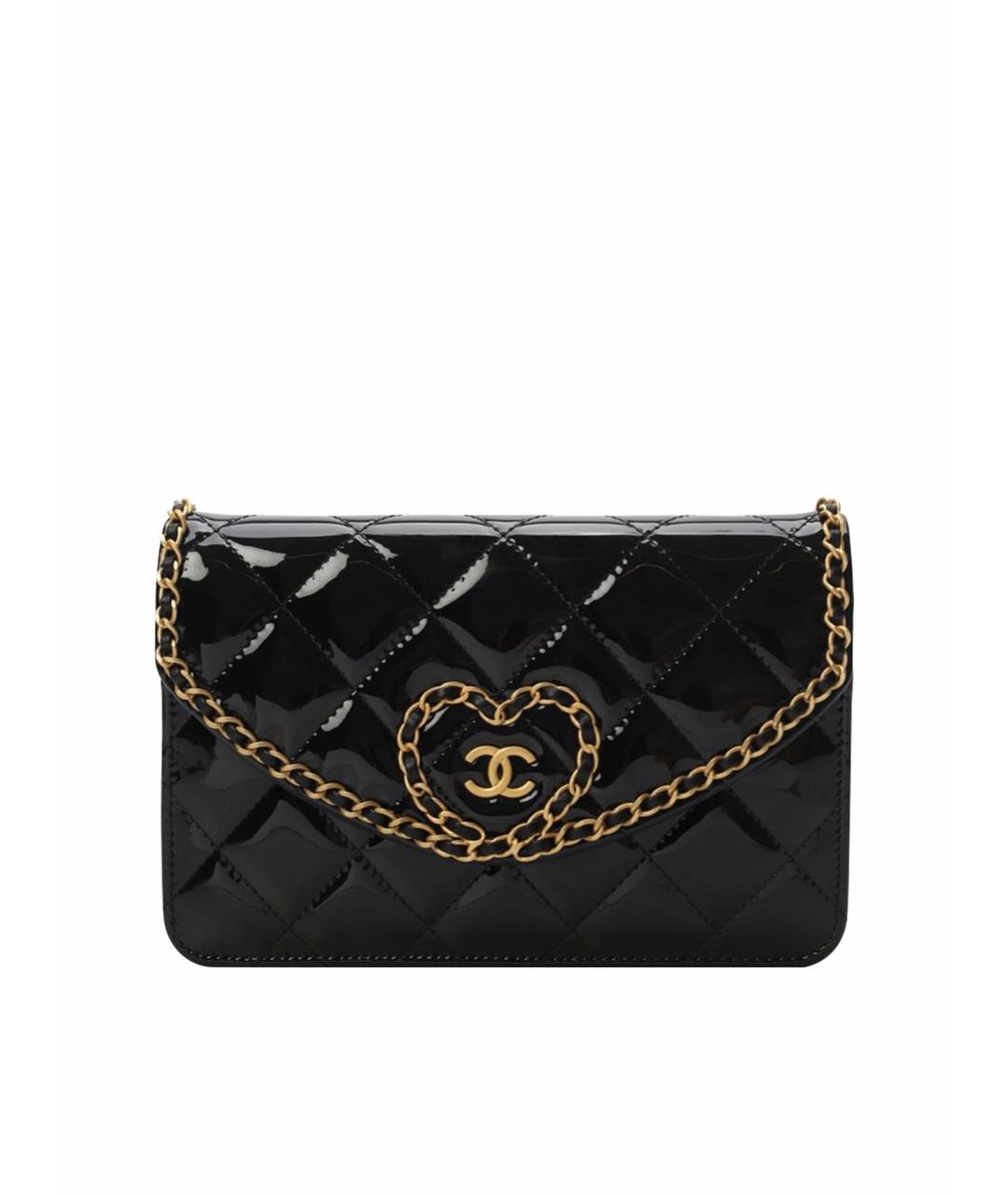 CHANEL Черная сумка через плечо из лакированной кожи, фото 1