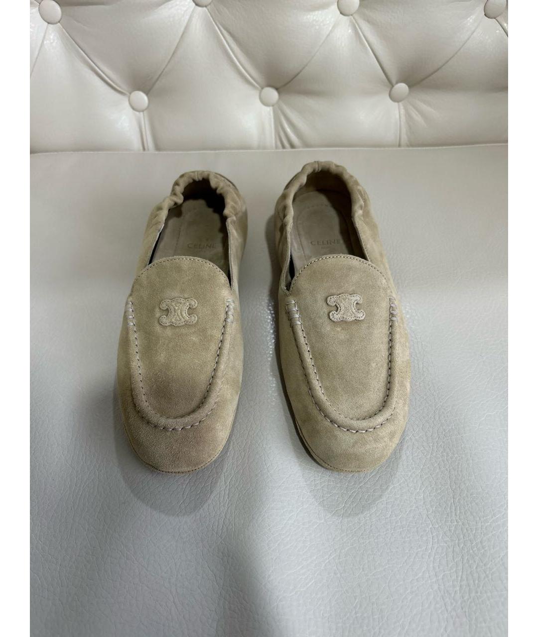 CELINE Бежевые замшевые мокасины, фото 2