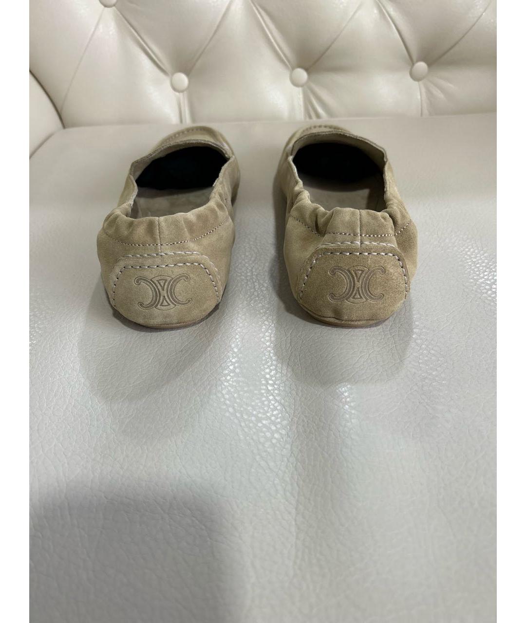 CELINE Бежевые замшевые мокасины, фото 4