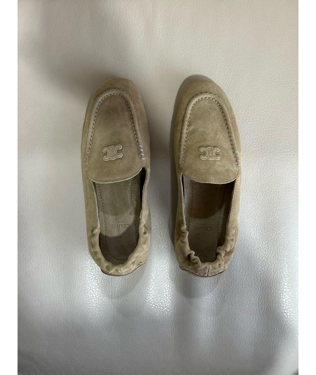 CELINE Бежевые замшевые мокасины, фото 3