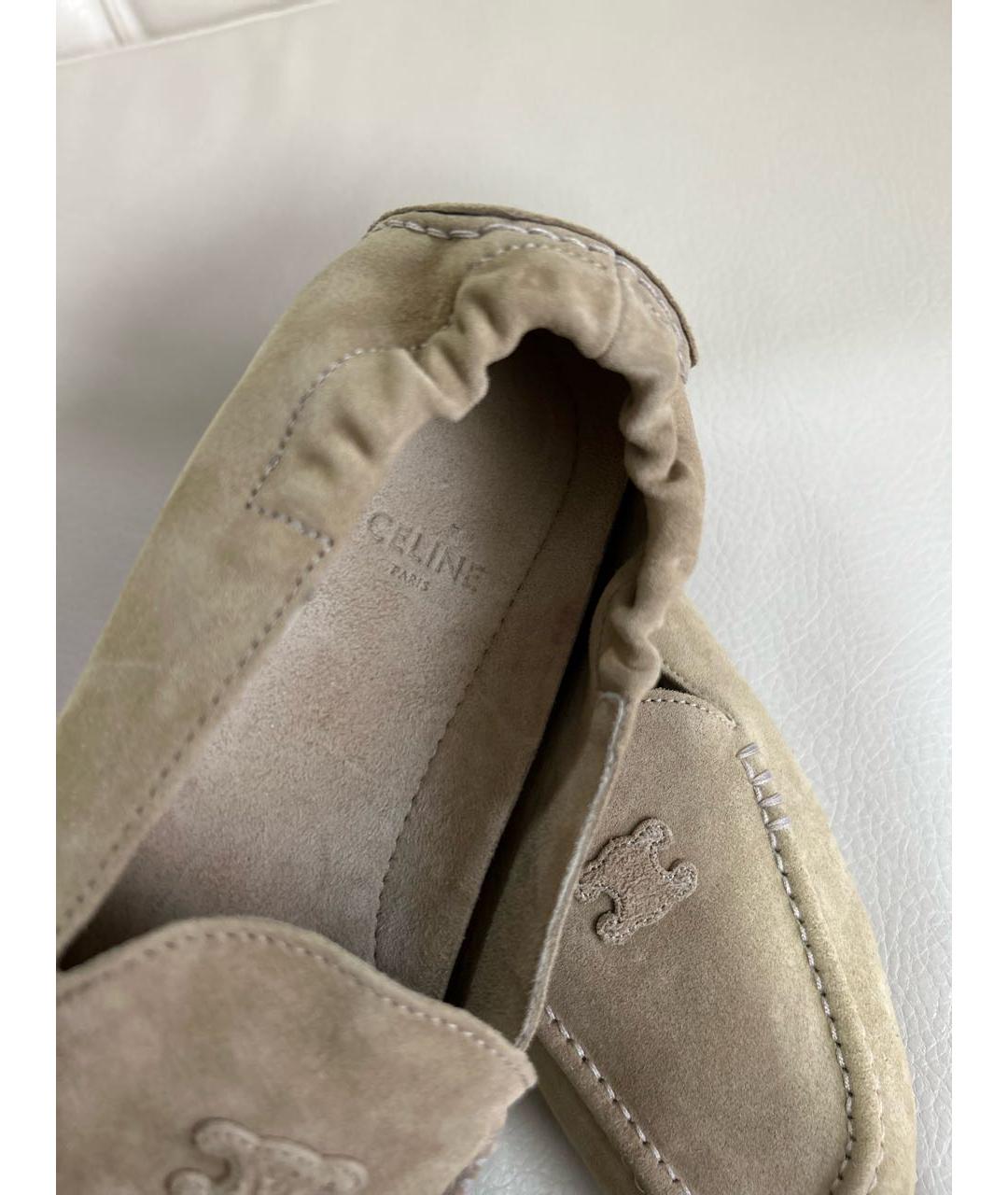 CELINE Бежевые замшевые мокасины, фото 8