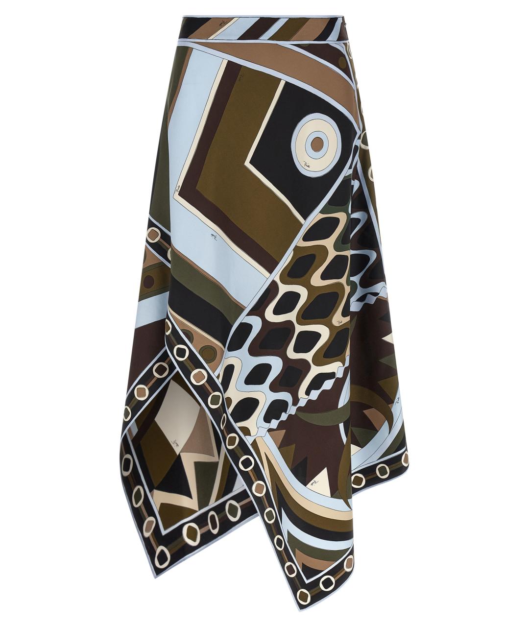 PUCCI Зеленая шелковая юбка миди, фото 1