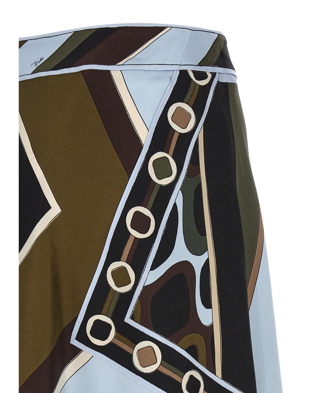 PUCCI Зеленая шелковая юбка миди, фото 4