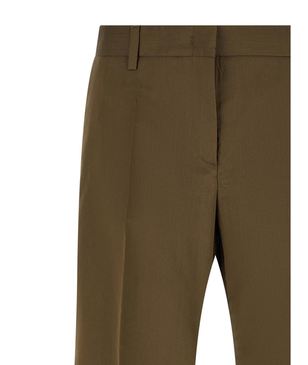 ALBERTO BIANI Зеленые хлопковые прямые брюки, фото 3