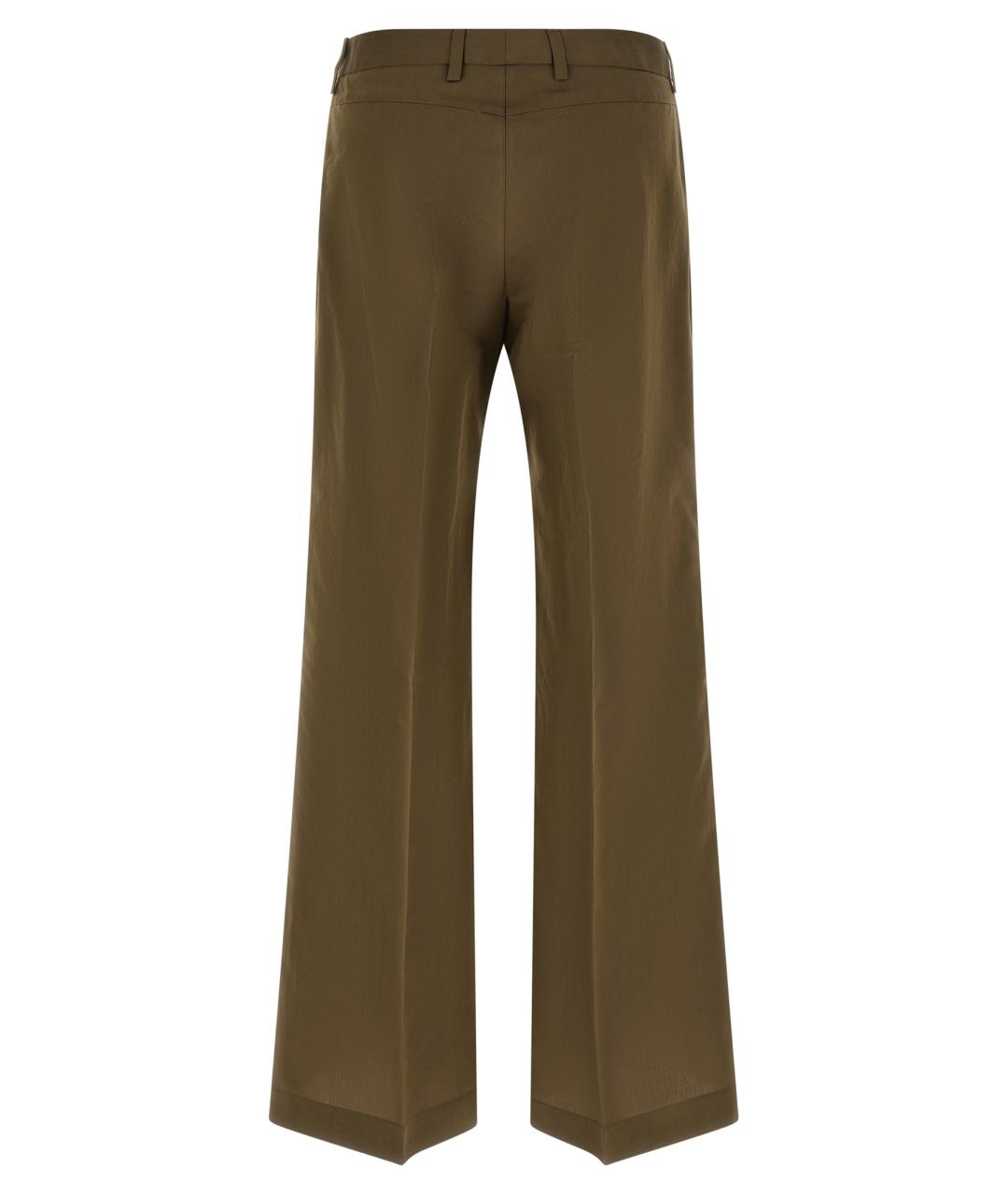 ALBERTO BIANI Зеленые хлопковые прямые брюки, фото 2