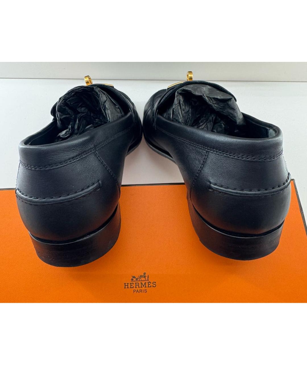 HERMES Черные кожаные лоферы, фото 3